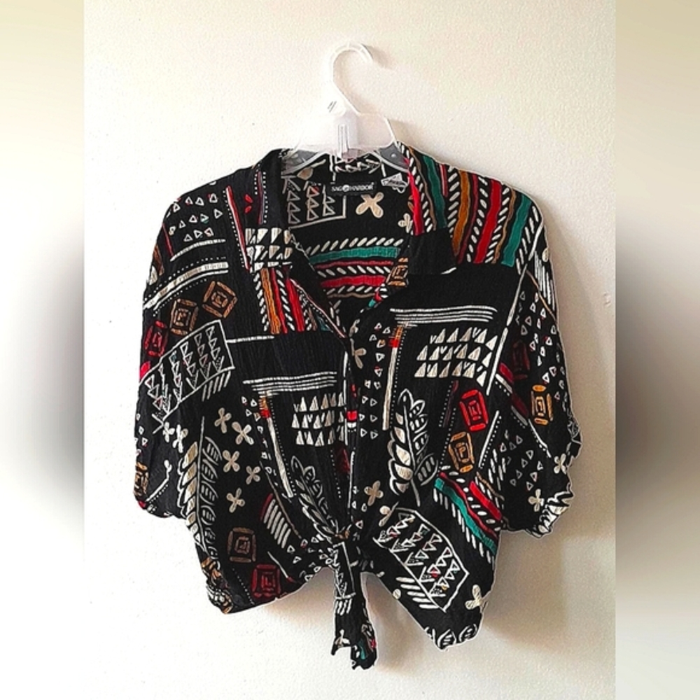 Sag Harbor Printed Black Blouse